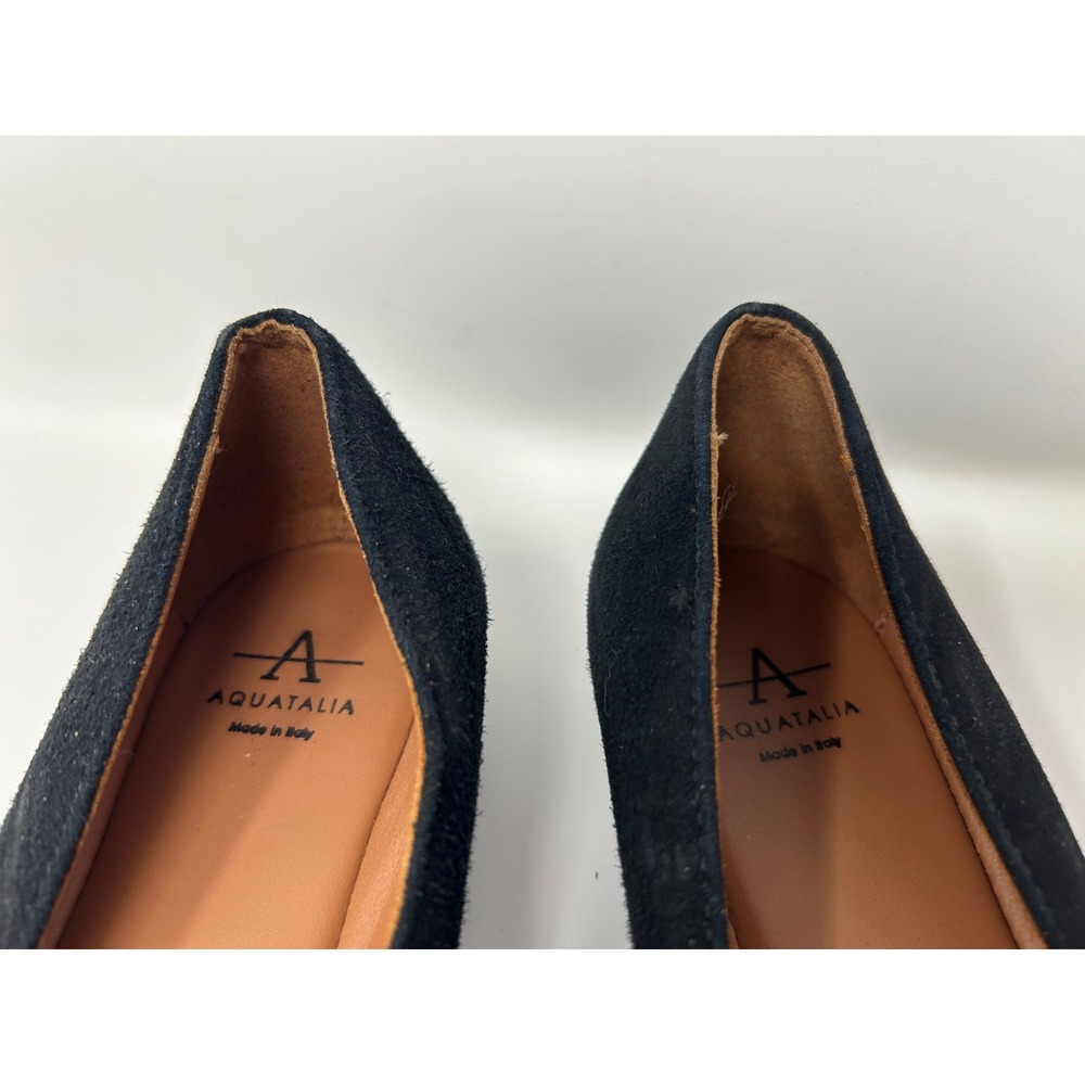 Aquatalia Black Suede Wedge Flats Made in Italy Womens Size 6.5 Almond Toe - Picture 4 of 9